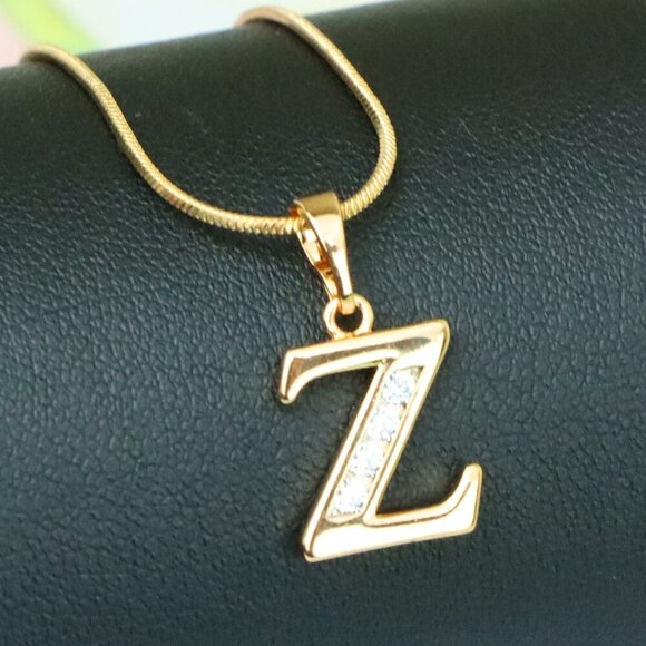 "Rose Gold Alphabet Z Pendant with Sparkling Stones, XPPT1375 - Picture 1 of 13